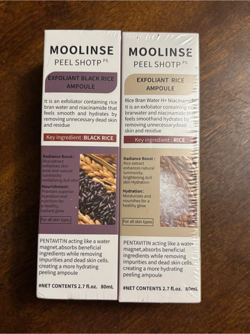 MOOLINSE Peel ShotP Exfoliant Ampoule Duo - Black Rice & Rice